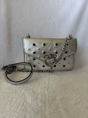 Rebecca Minkoff SAMPLE Metallic Silver Studded Crossbody/Shoulder Bag